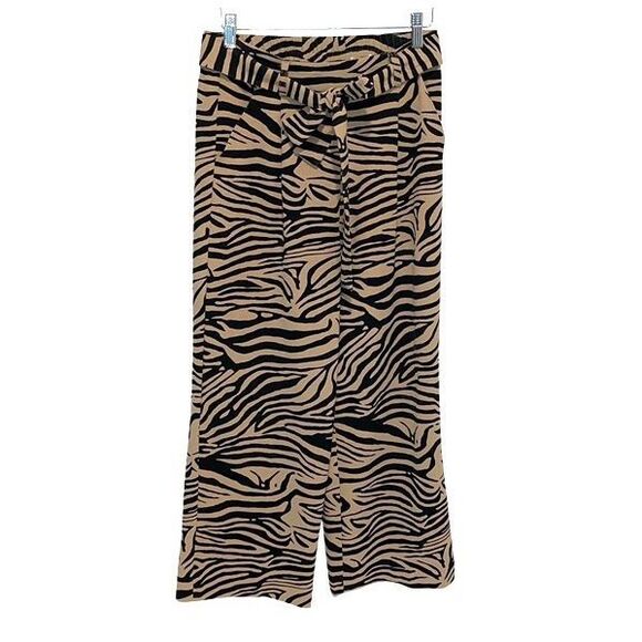 C by One Womens Animal Print Pull On Wide Leg Cropped Pants Black‎ Tan Size XS - Picture 1 of 10